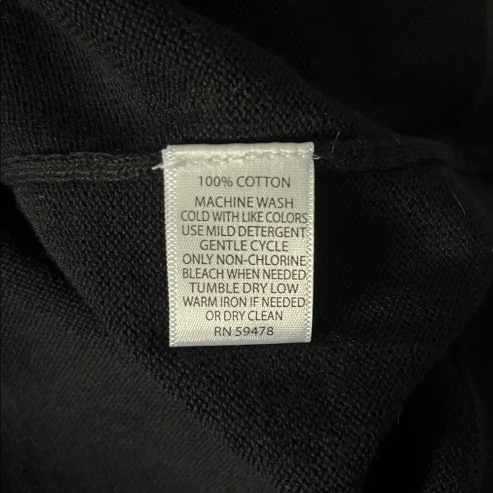 Eastside Westside Double Mock Neck 3/4 Zip Long Sleeve Cotton Sweater Black L